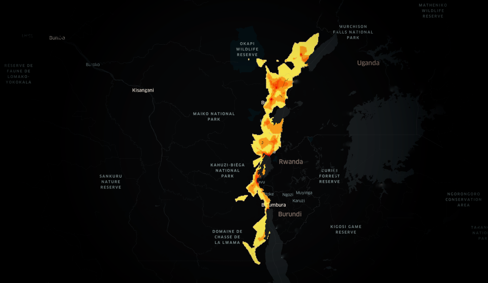 Democratic Republic of the Congo 3G network coverage map