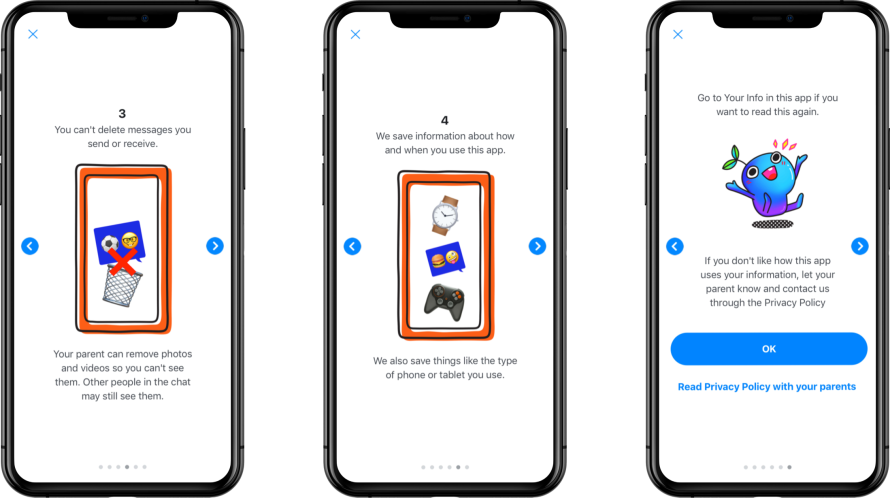 Screenshots of activity to show kids how their information is used