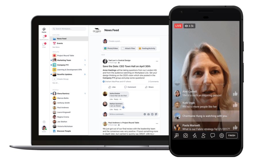Product shot of Workplace on a laptop and on a mobile device