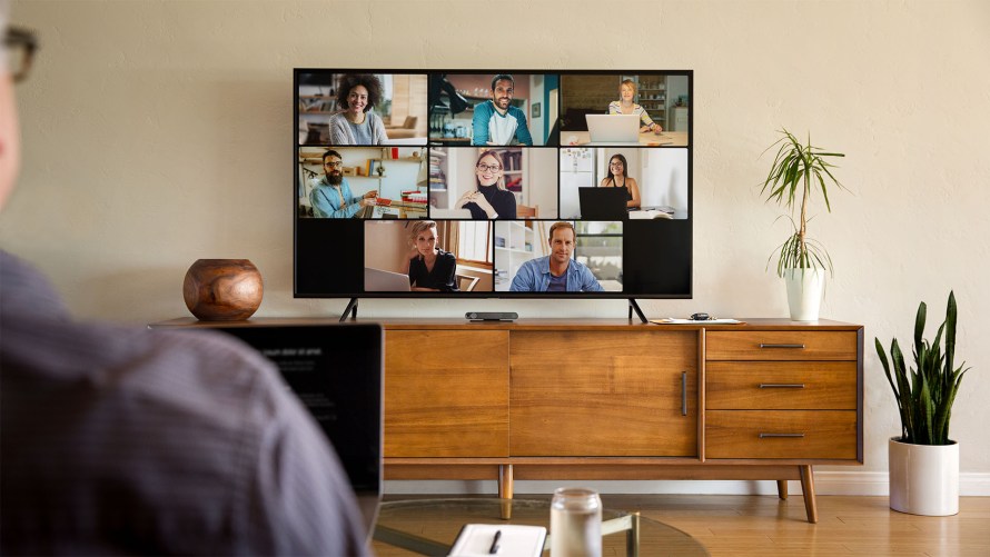 Workplace group video call on Portal TV