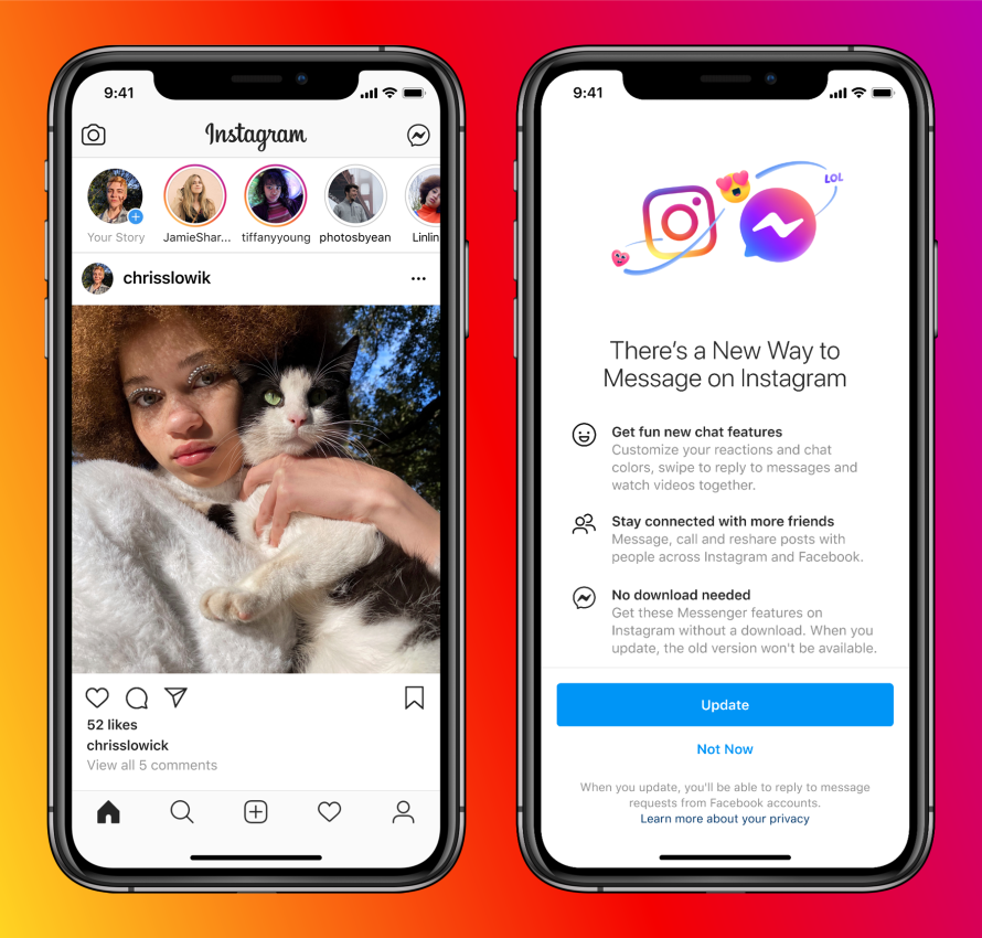 Screenshot: "A New Way to Message on Instagram"
