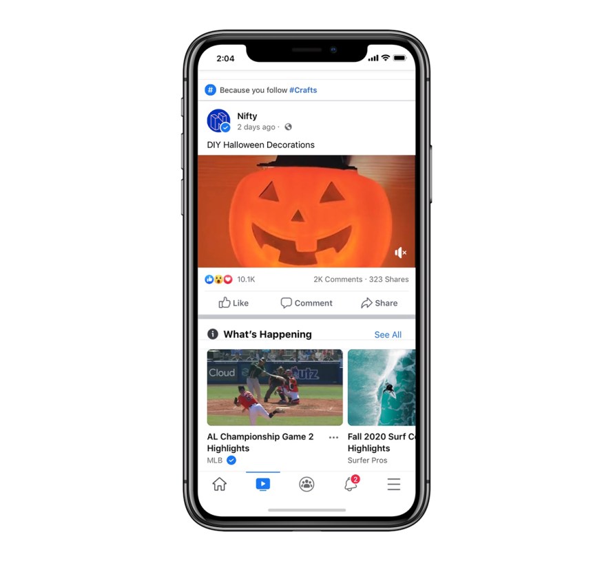 screenshot of "What's Happening" section in Watch