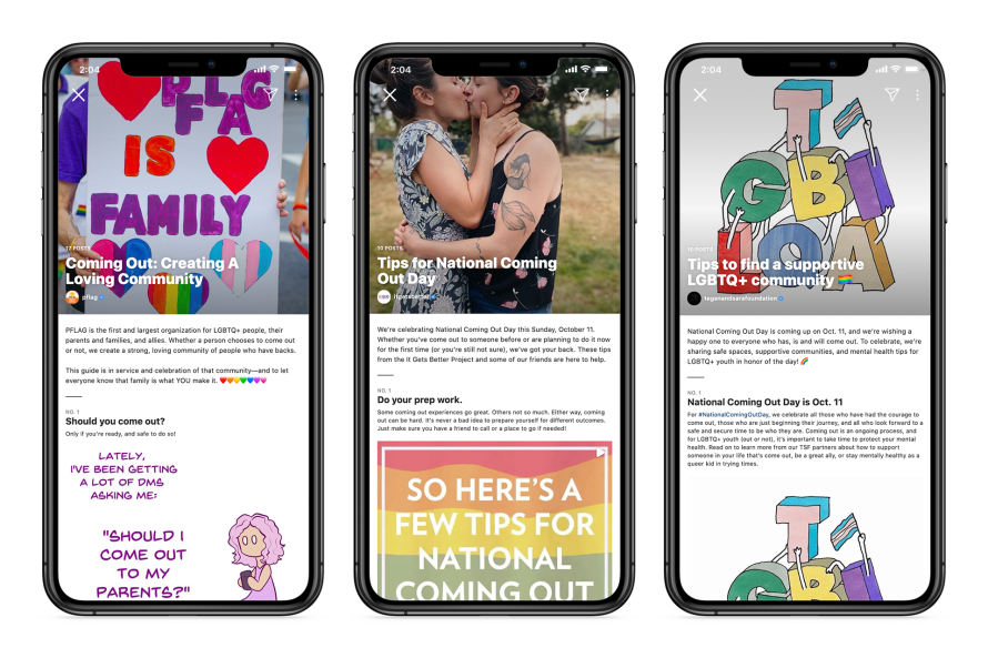 Screenshots of Guides on Instagram