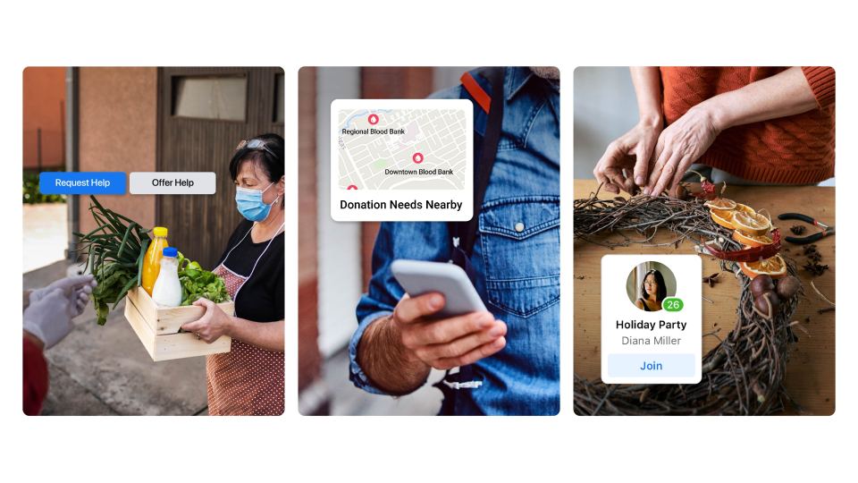 Screenshots of Facebook Season of Giving ideas