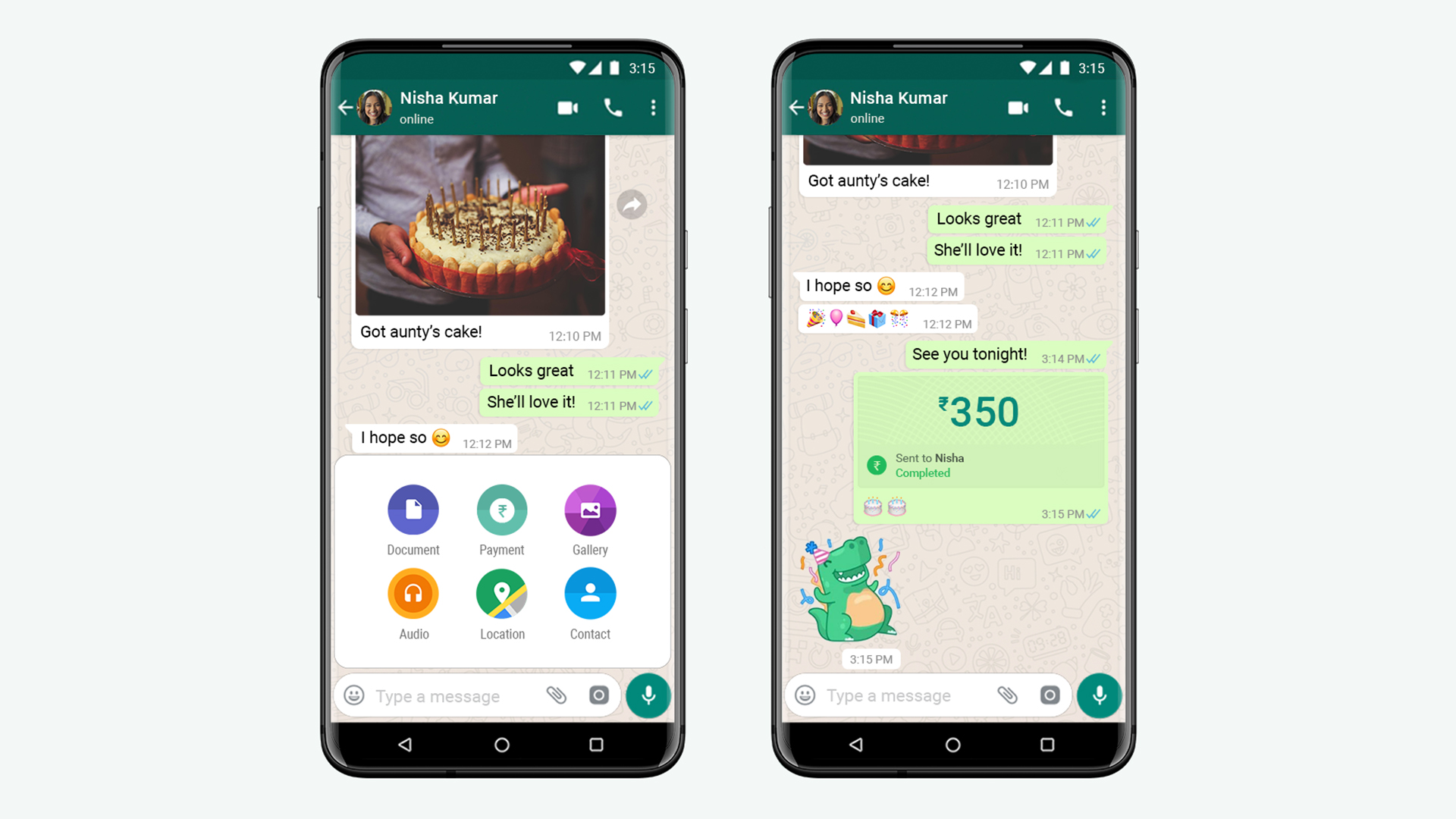 screenshot of sending payments in India with WhatsApp