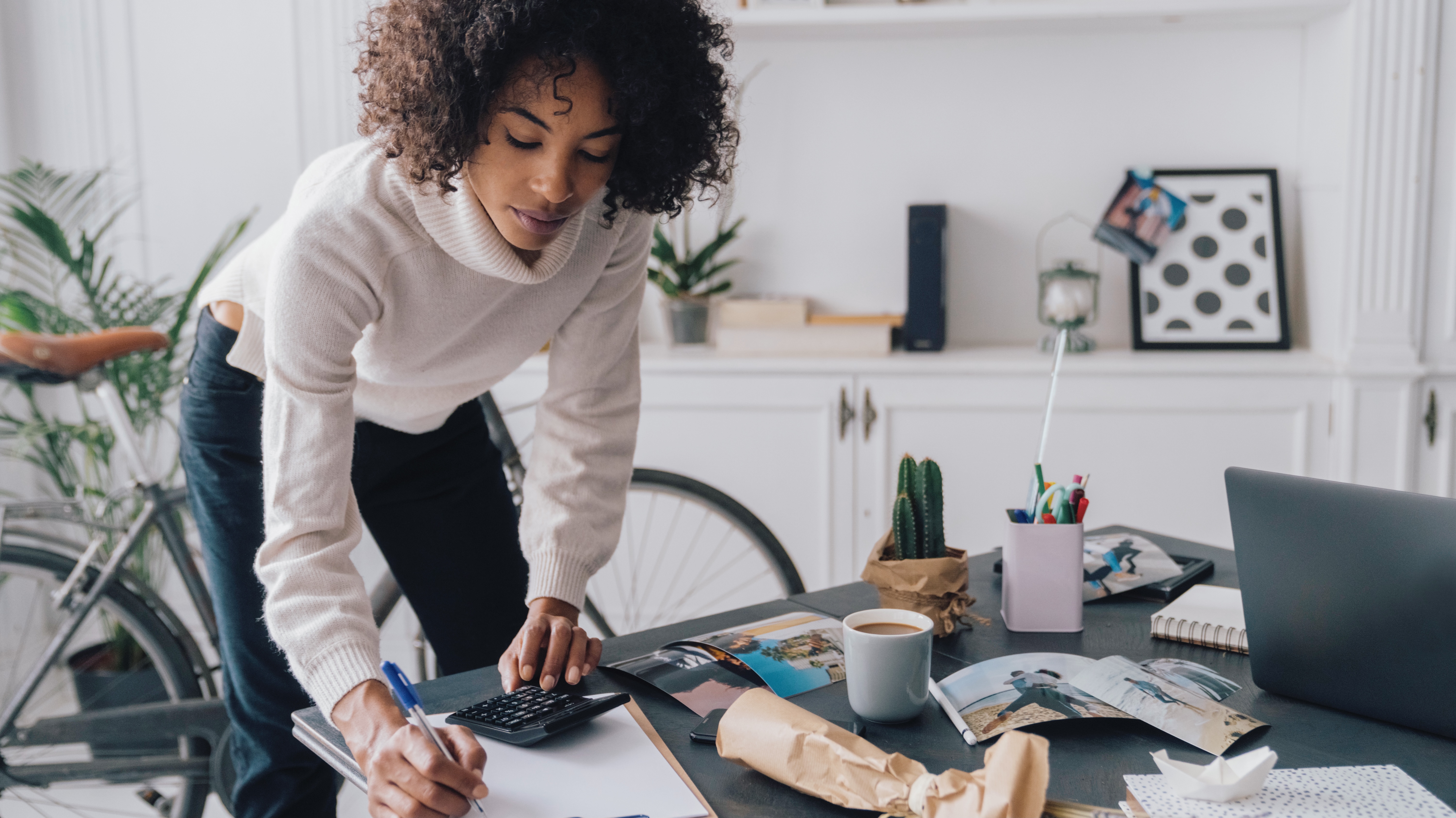 Photo of a woman working at a table