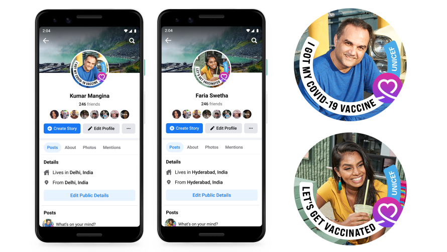 COVID-19 vaccine profile frames on Facebook in India