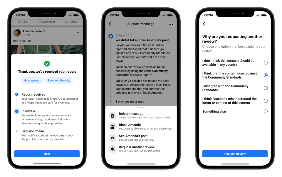 Oversight Board product mock screenshots