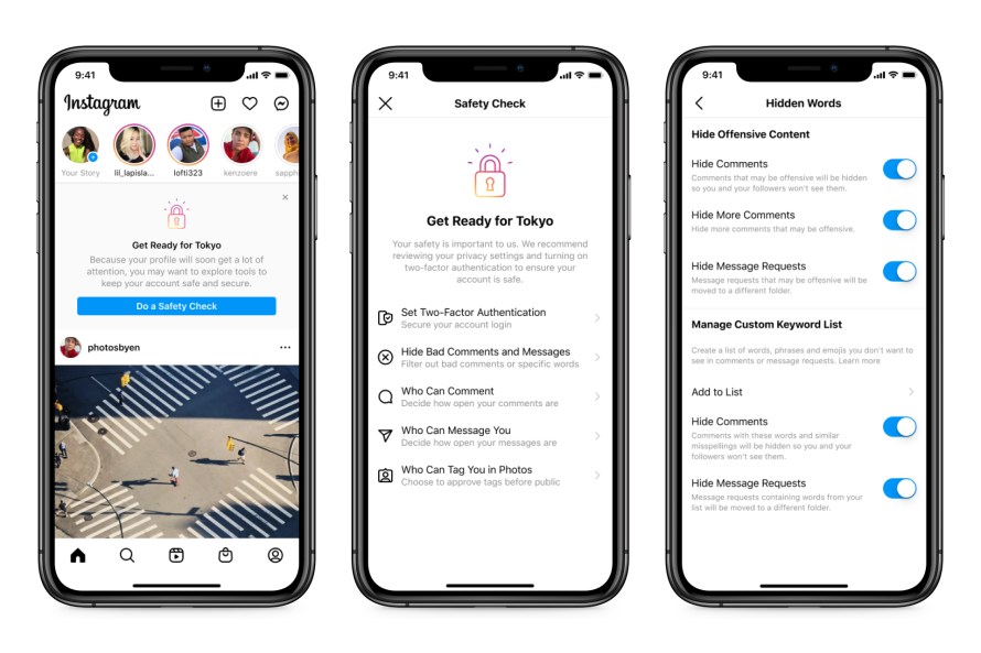 Screenshots of Safety Check notification on Instagram