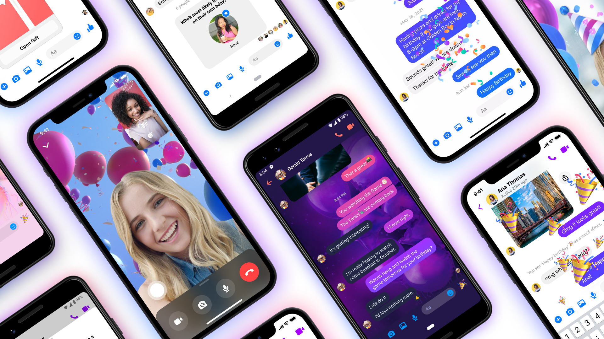 Screenshots of Messenger 10th Birthday product features