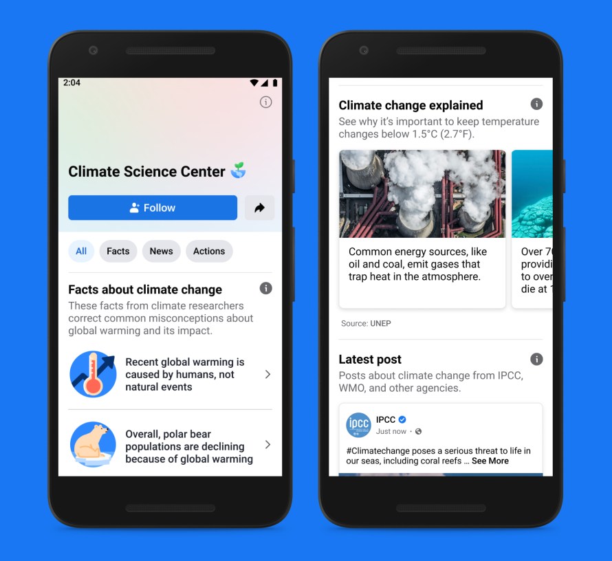 Screenshot of Climate Science Center on Facebook