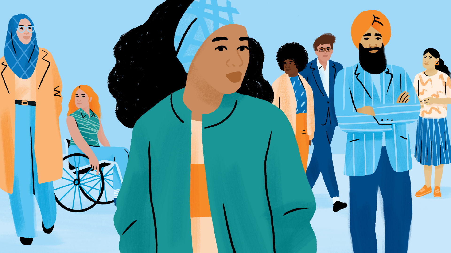 Illustration of a diverse group of people