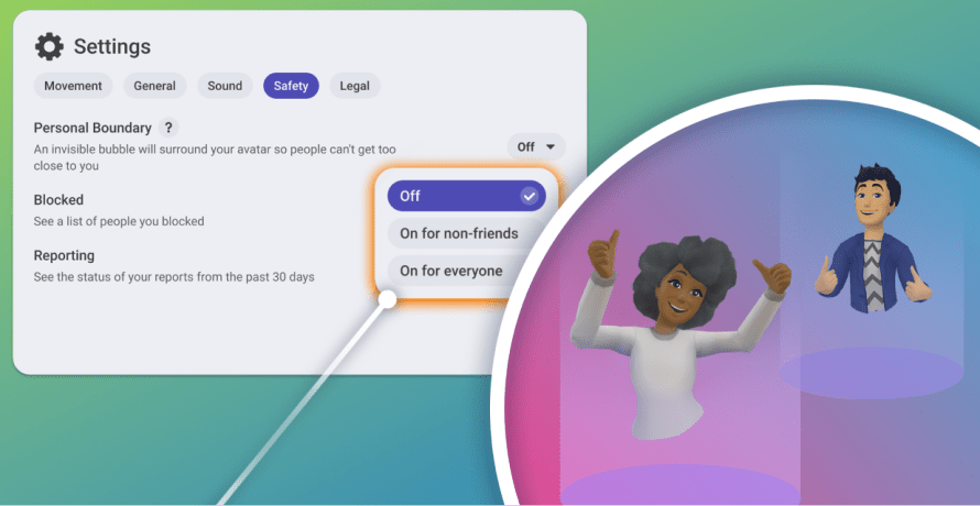 Screenshot of personal boundary settings