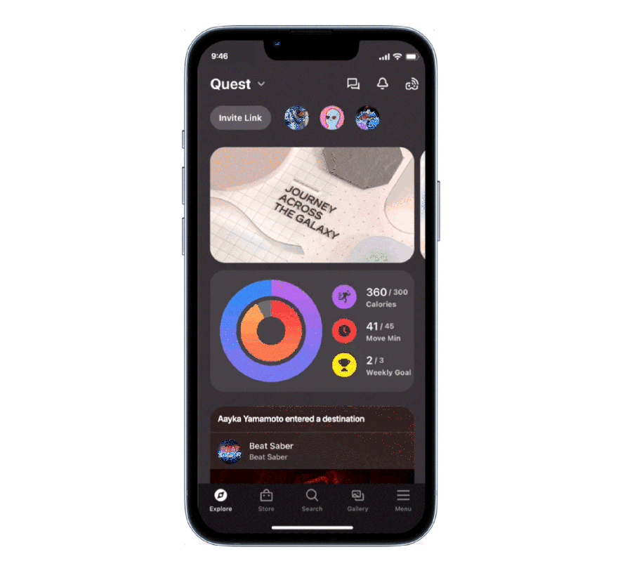GIF of using Oculus Mobile App