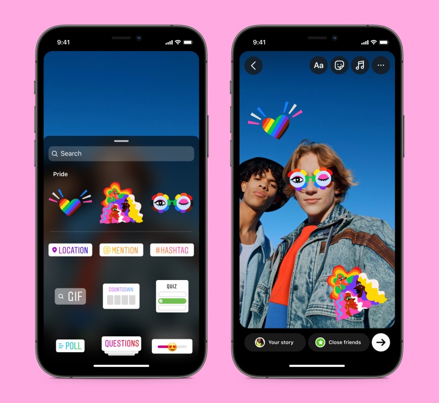 Product mock of Pride AR effects and stickers