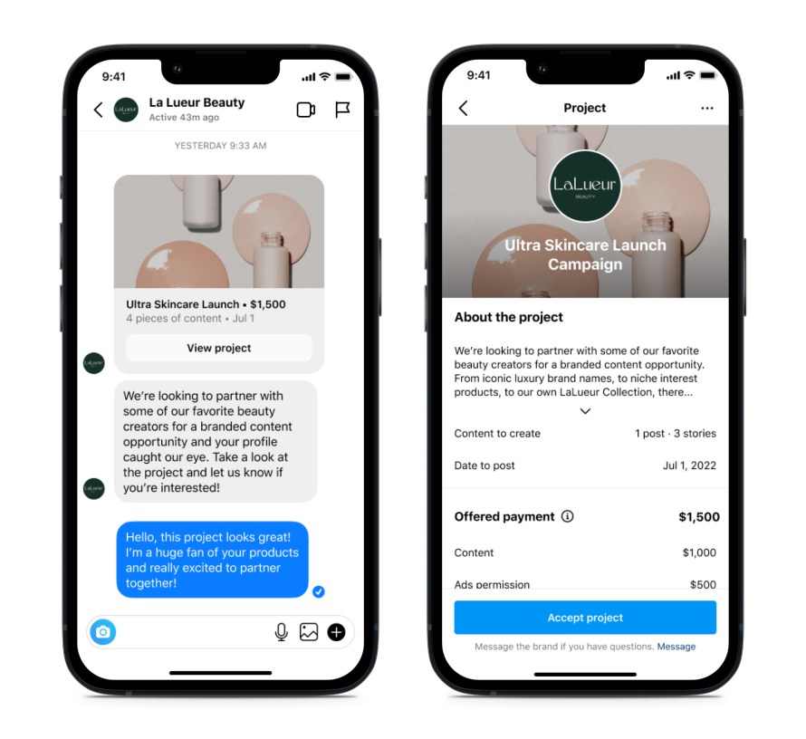 Product mock of Creator Marketplace