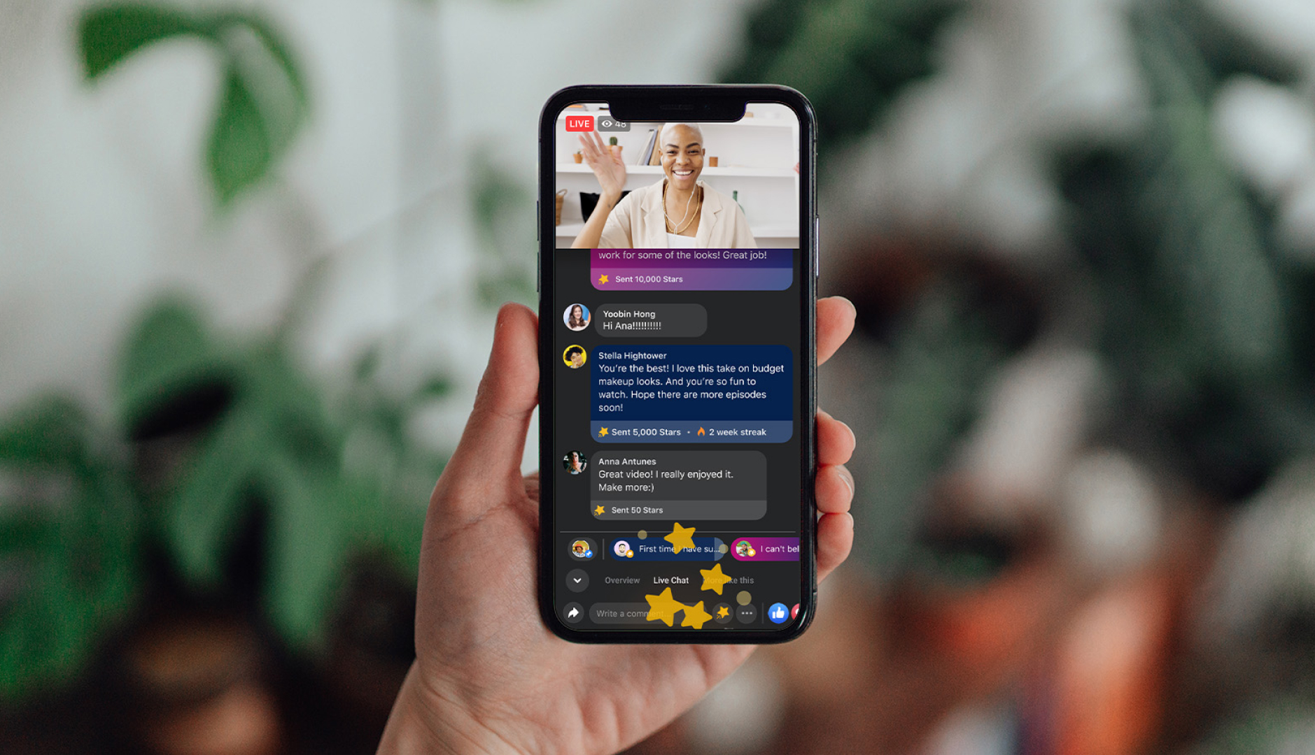 Product mock of Facebook Stars