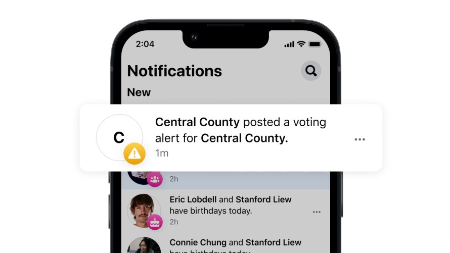 An image showing a voting alert on Facebook.