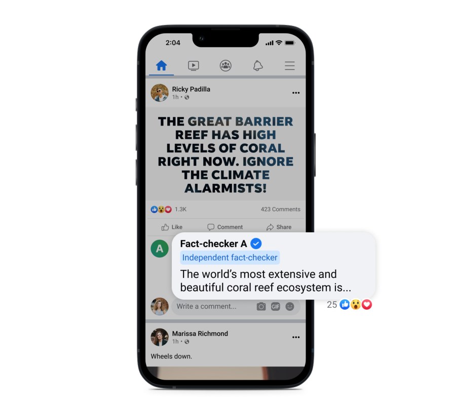 An image showing a fact-checker's comment on a Facebook post.