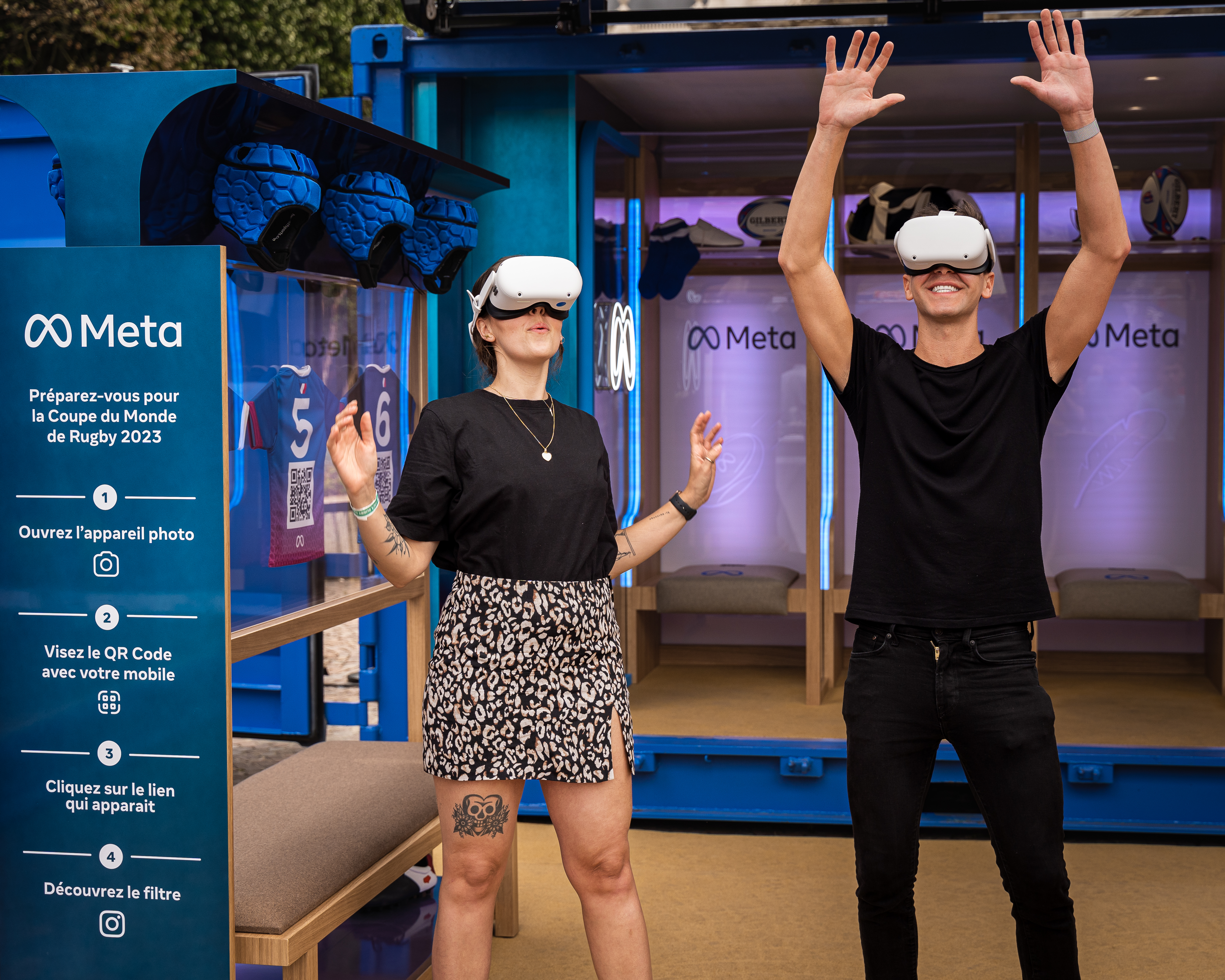 man and woman using Meta Quest 2 headset