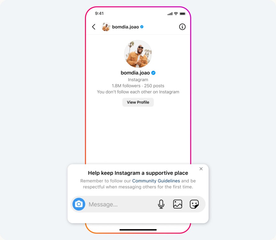 A kindness reminder in an Instagram direct message.