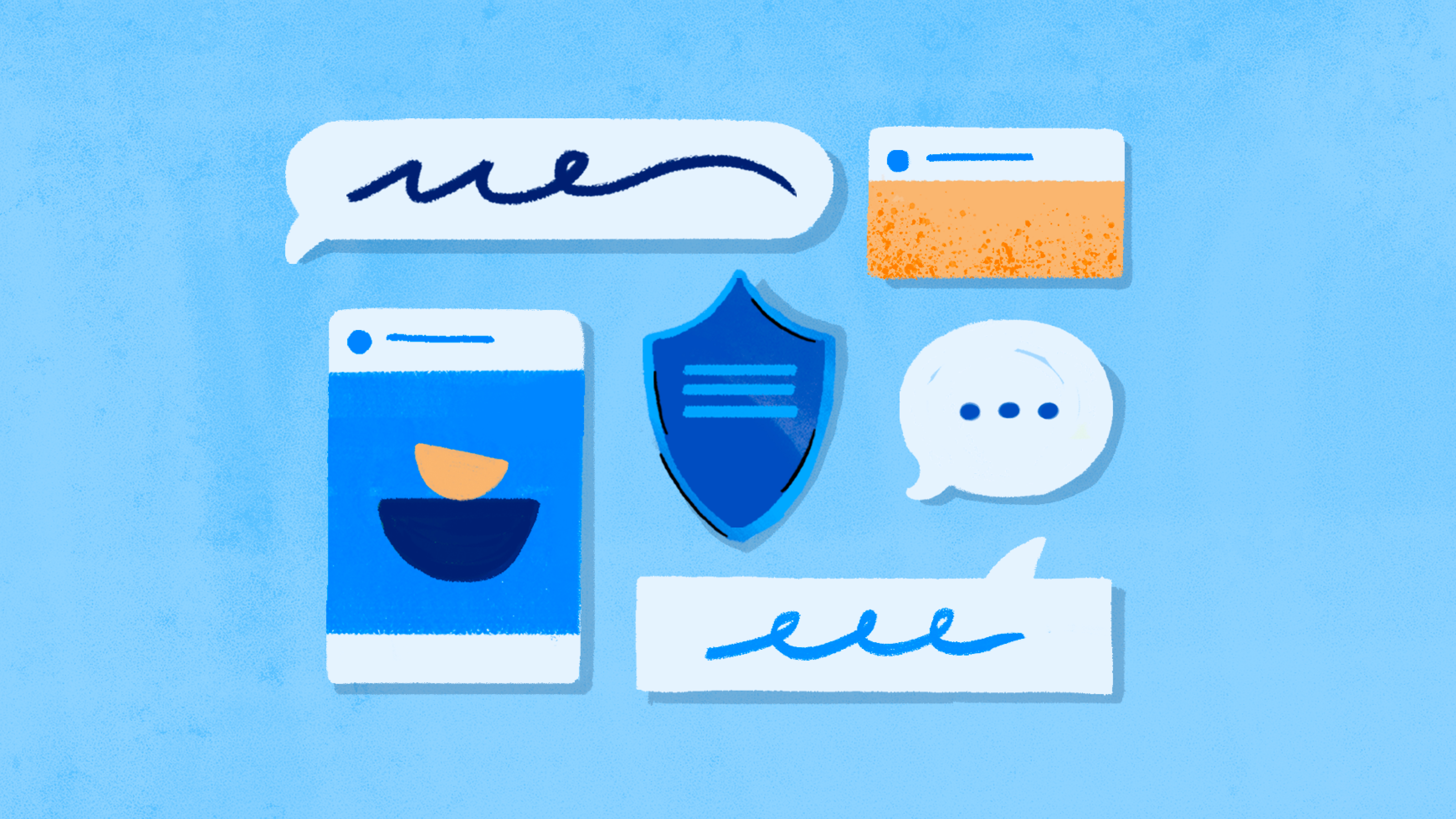 Illustration depicting protecting public debate on our apps