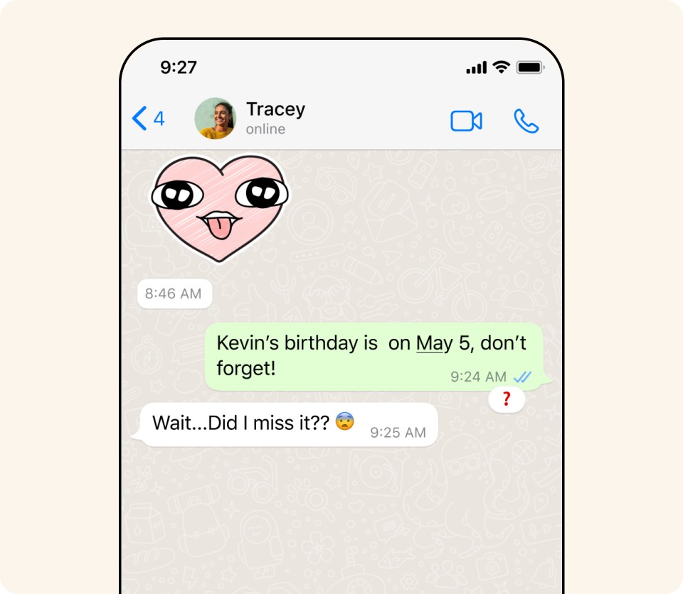 An image of a message on WhatsApp about the date of someone's birthday.