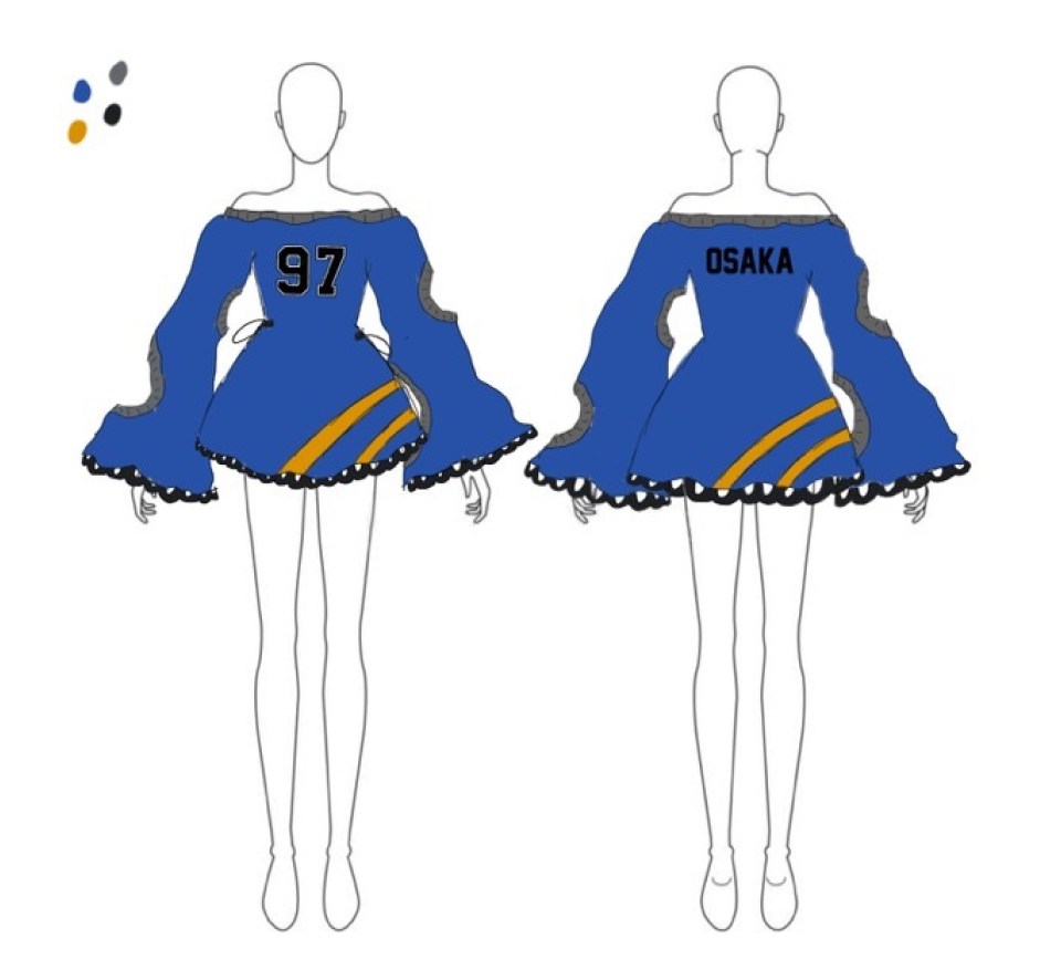 Sketch of Naomi Osaka sporty dress for Meta Avatars