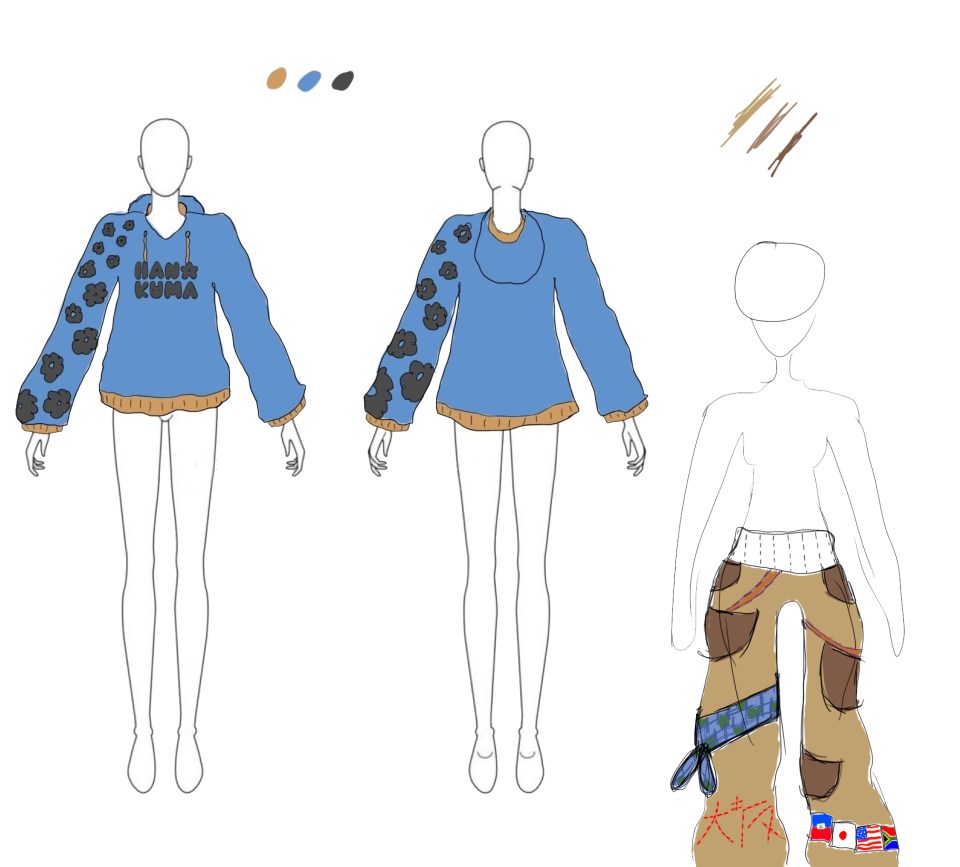 Sketch of Naomi Osaka Meta Avatar outfit - Hana Kuma