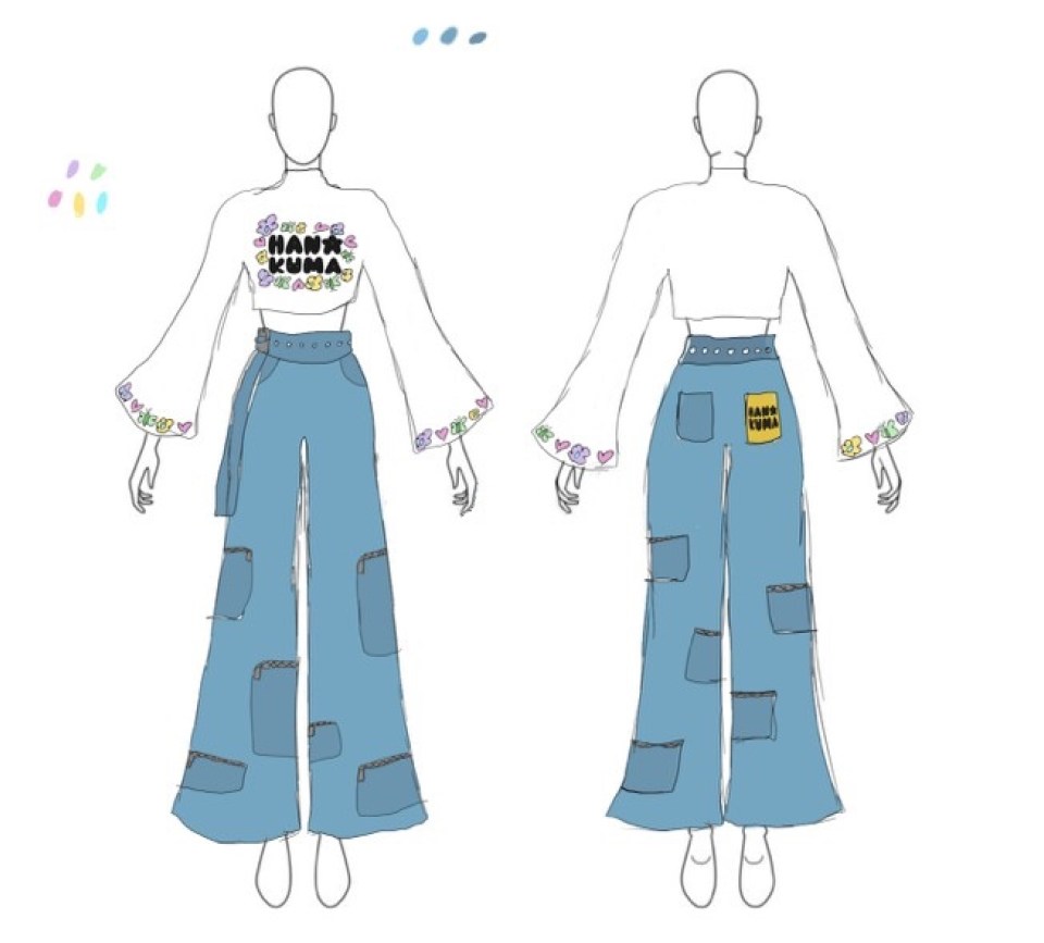 Sketch of Naomi Osaka Meta Avatar outfit - denim