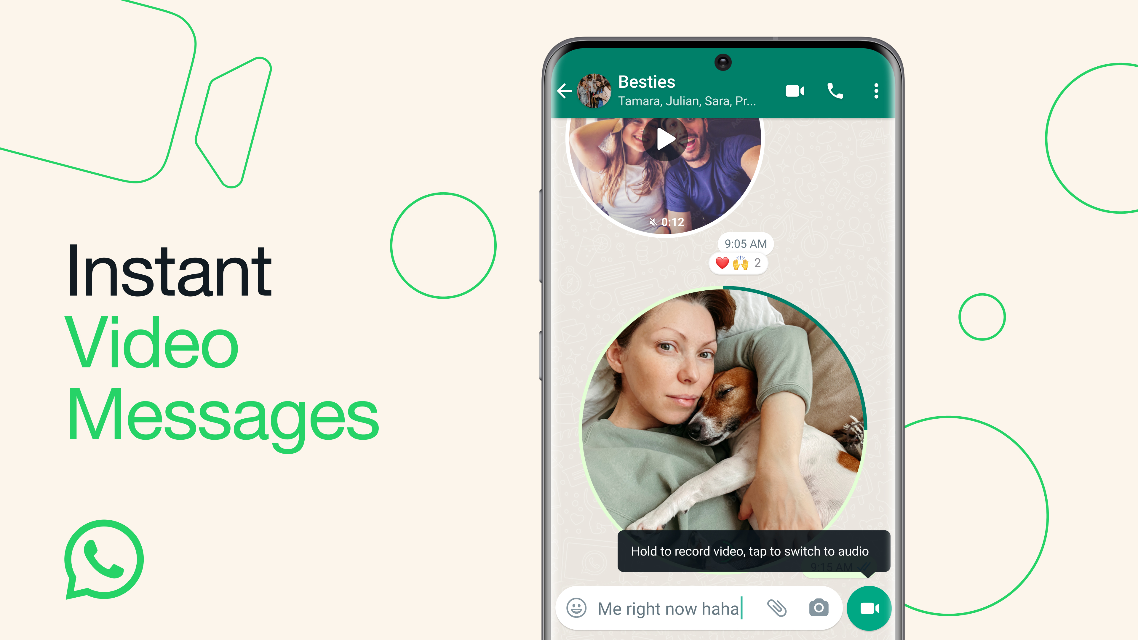 Friends sharing video messages with each other in WhatsApp