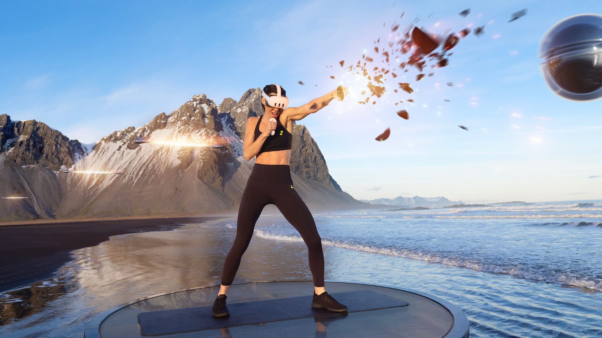 Photo of a woman working out using Meta Quest 3