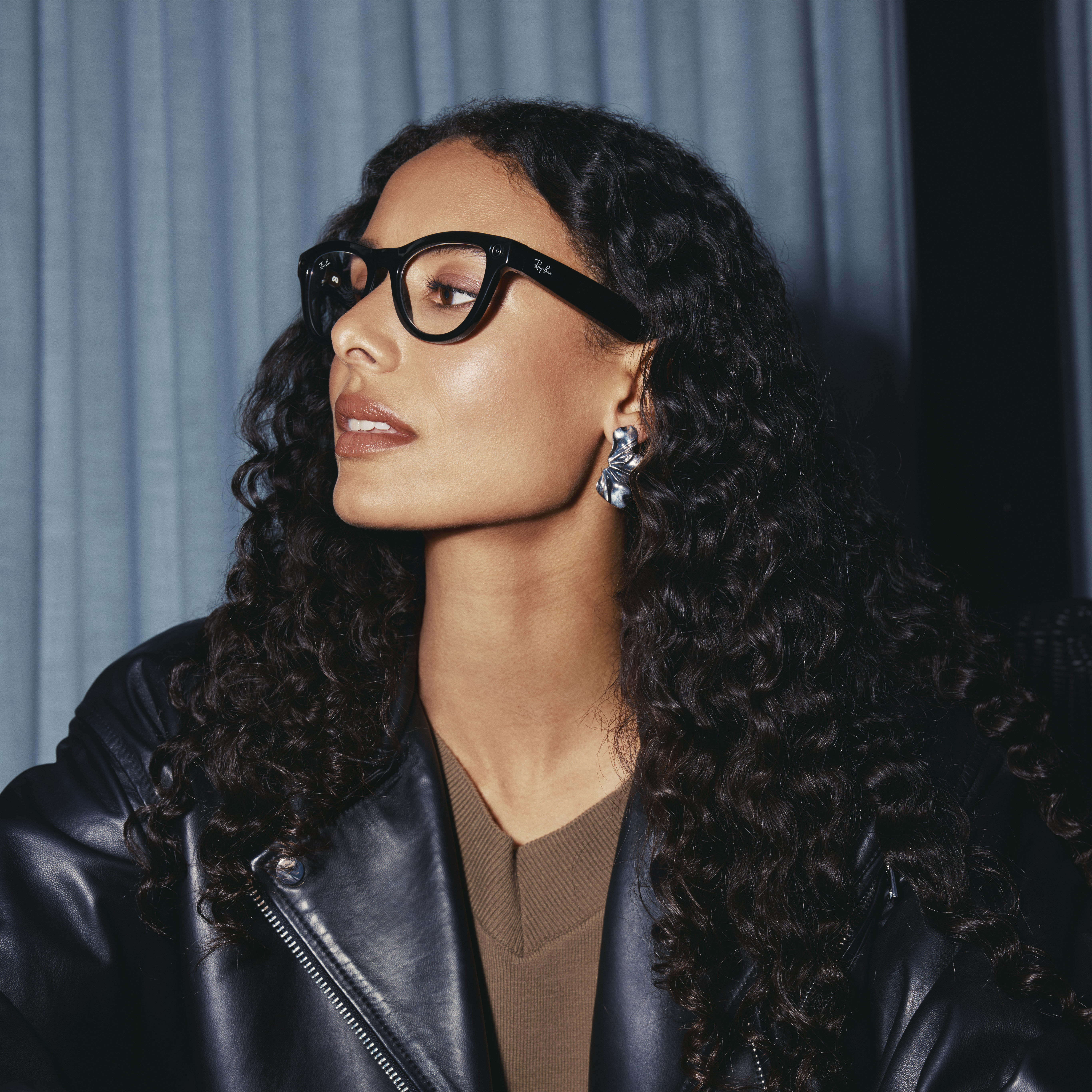 woman wearing Ray-Ban Meta glasses