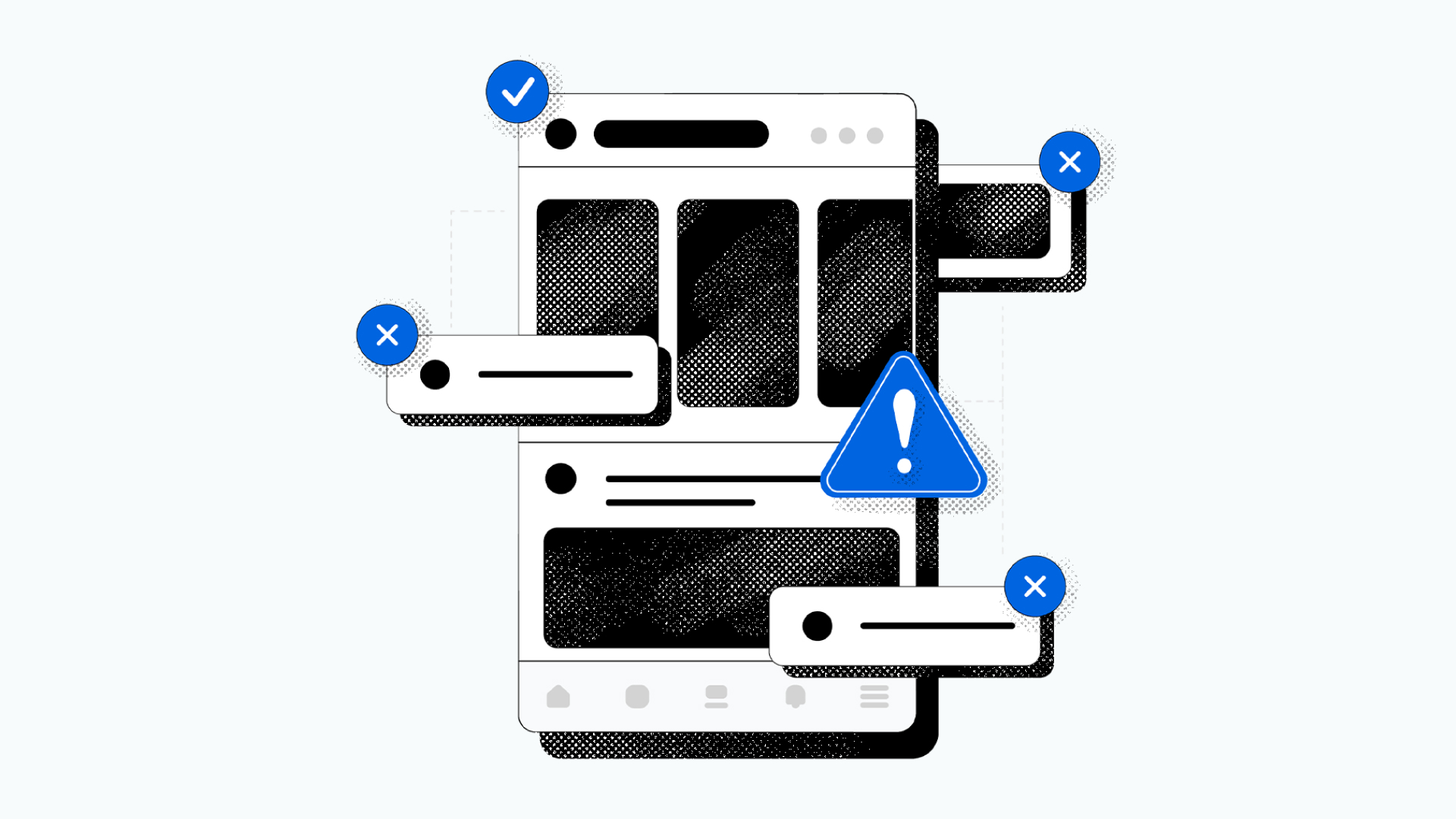 An image visualizing spammy content monitoring