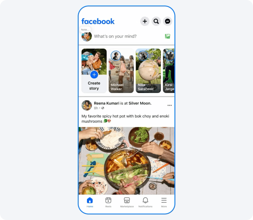 GIF of the new video creation flow in Facebook